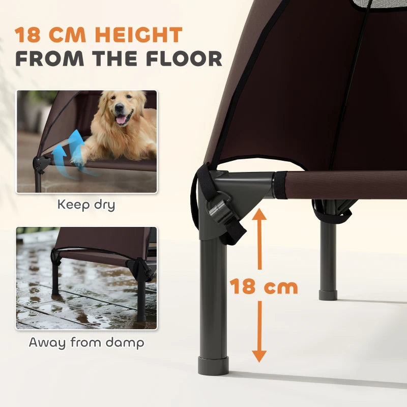 Elevated Dog Bed with Canopy Raised Dog Bed  Washable Mesh Steel Frame 41.7" x 29.9" x 39" Coffee