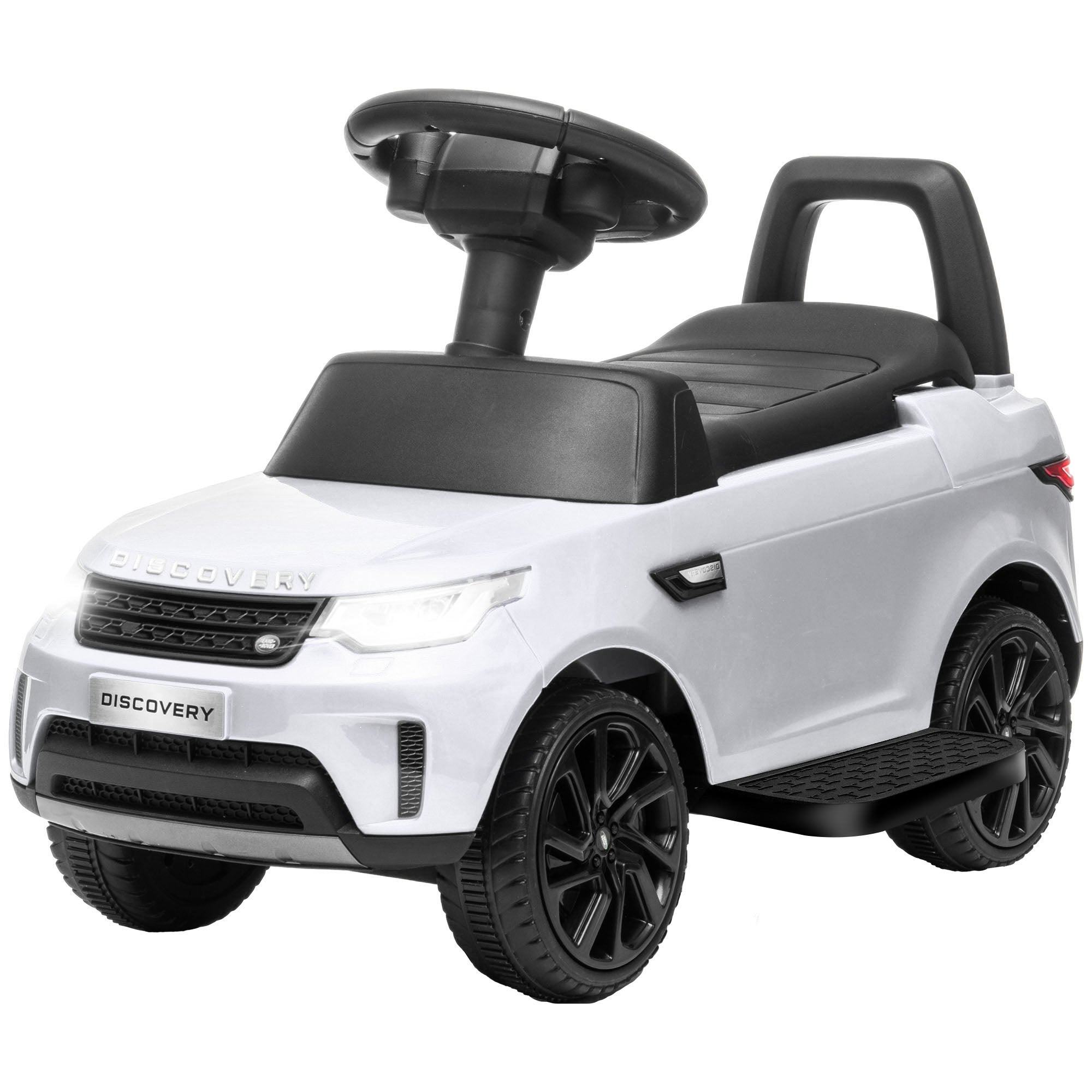 Qaba 2 in 1 6V Land Rover Licensed Electric Car for Kids, Sliding Car with Music Horn Headlights, for 18-60 Months White 