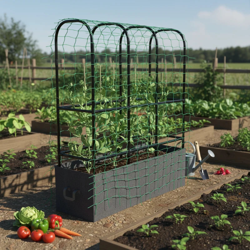 Raised Garden Bed with Trellis, Tomato Cage with 52.8 Gal Grow Bag, Garden Cucumber Trellis Plant Cage
