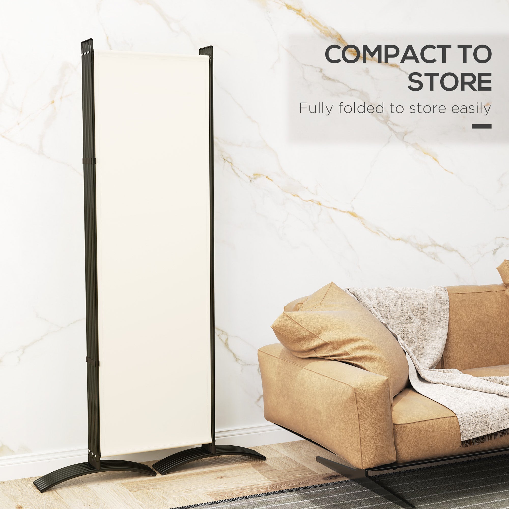 Outsunny 6 Panel Folding Room Divider, UV30+ Privacy Screen, Indoor Outdoor Privacy Panel with Stable Base, Beige 