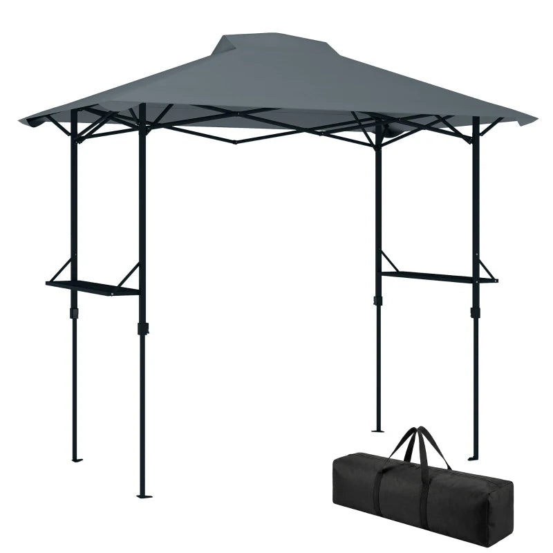 5 x 8.5 ft Pop Up Grill Gazebo with 2 Shelves, UPF 50+ Outdoor Instant Canopy Portable Shelter with Carry Bag, Dark Grey