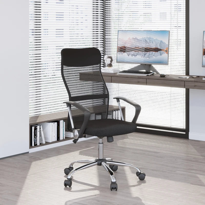 Ergonomic Mesh Office Chair, High Back Computer Desk Chair with Adjustable Height, Tilt Function, Armrest, 360° Swivel Office, Black