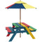 Outsunny Kids Wooden Picnic Table Bench Set with Removable Umbrella, Ideal for Backyard, Garden, Ages 3-6