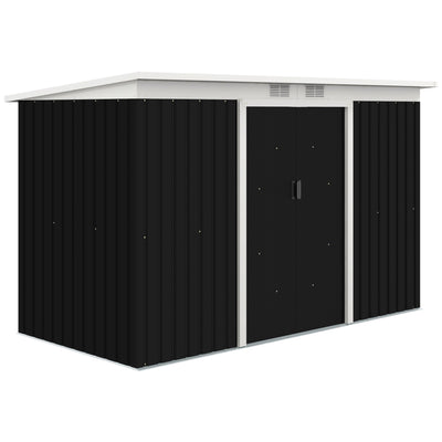 Outsunny Metal Garden Storage Shed 9' x 4' with Sliding Door Spacious Backyard Tool House Dark Gray 