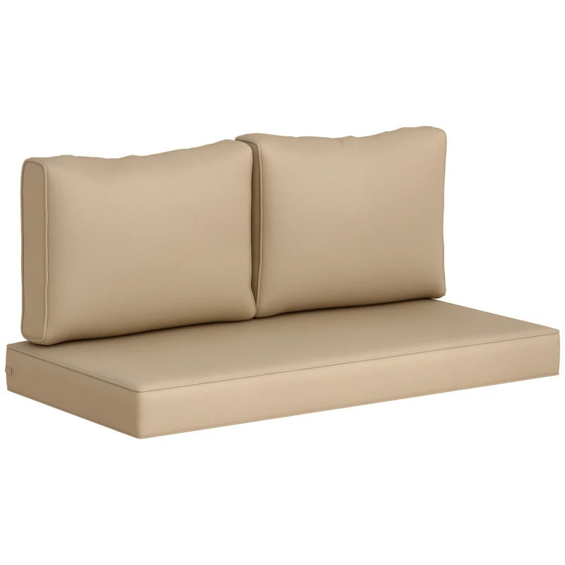 Outdoor Seat Cushions with Backrest, Loveseat Double Sofa Outdoor Furniture Cushions, Beige
