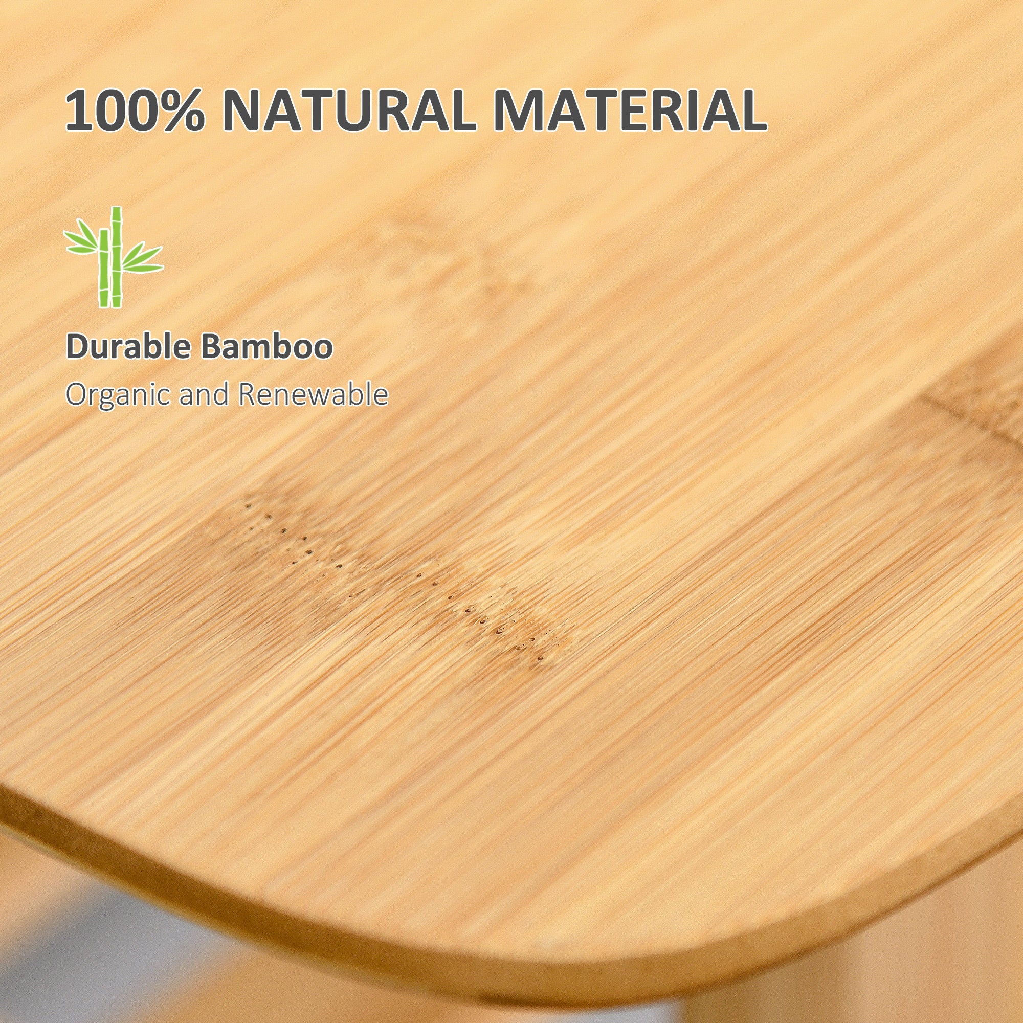 HOMCOM Bamboo 2-Tier Coffee Table: Rectangle Cocktail Table with Storage Shelf for Living Room 