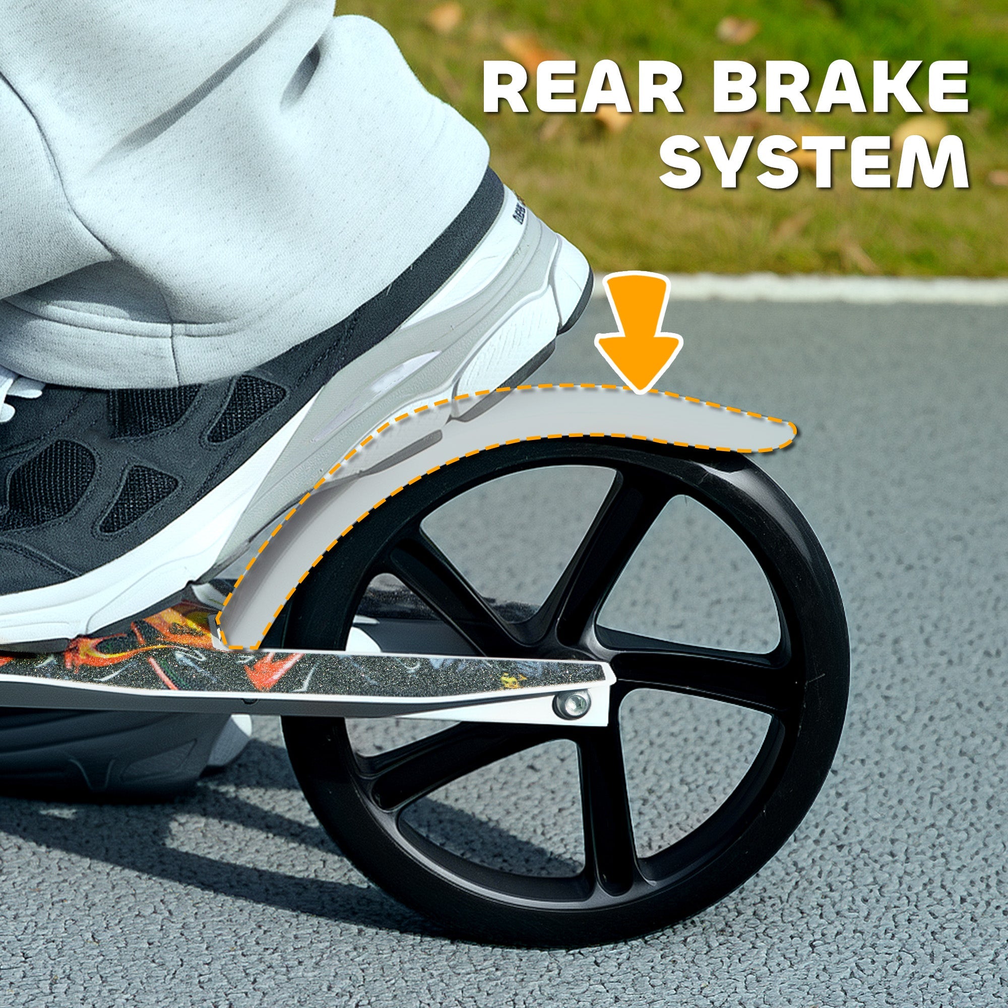 Qaba Kick Scooter for Kids Ages 6-12 with Adjustable Height, Rear-Fender Brake, 200mm Big Wheel, Foldable Design, White 