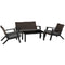 Outsunny Alfresco Elegance: 4-Piece PE Rattan Outdoor Sofa Set with Cushioned Loveseat, Coffee Table, and Tempered Glass Top