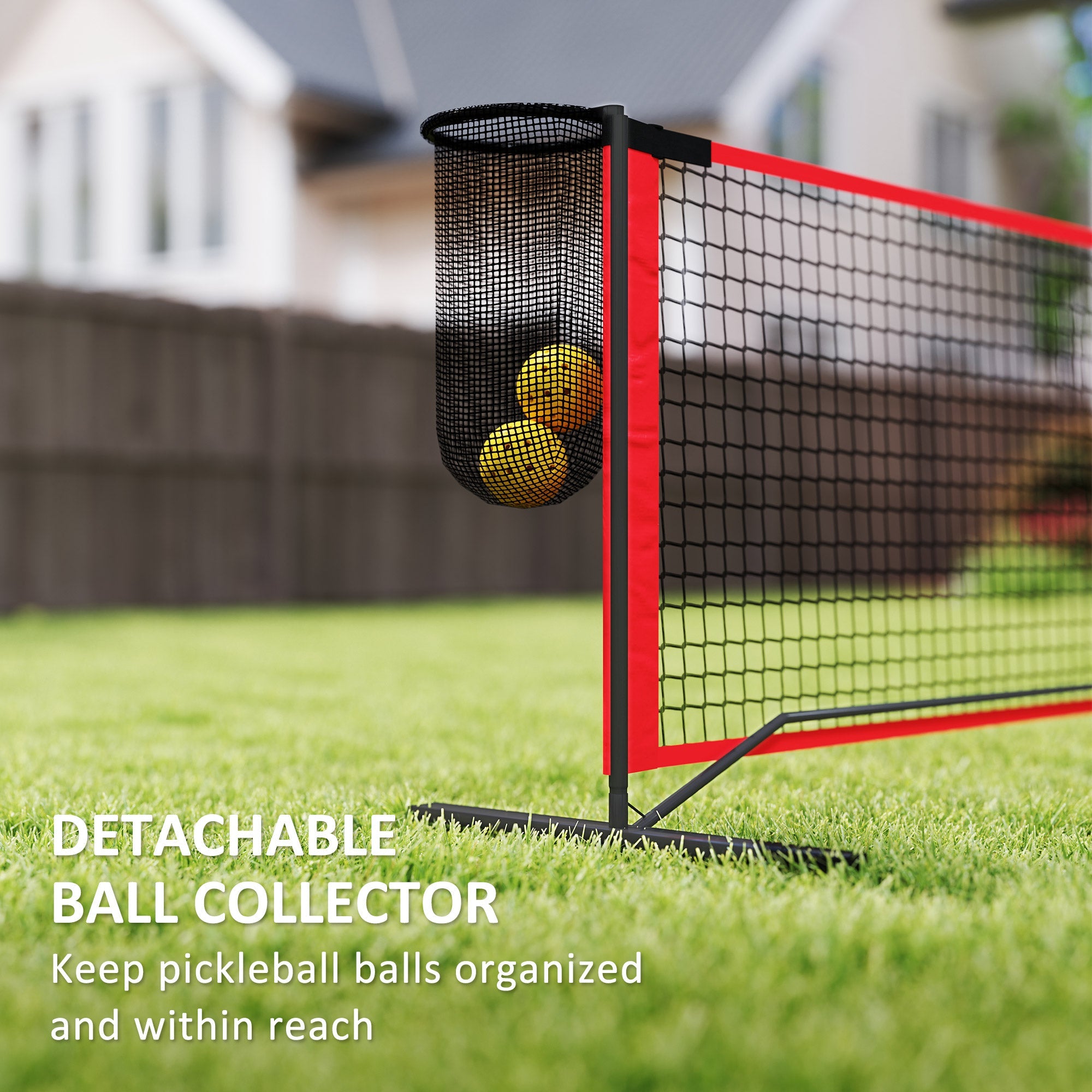 Soozier Portable Pickleball Net Set with 22FT Regulation Size Net, Ball Collector, Court Marking Kit, Balls, Carrying Bag 