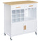 HOMCOM Kitchen Versatility: Portable Trolley with Bamboo Top, Storage Cabinet, and Wine Rack for Culinary Convenience