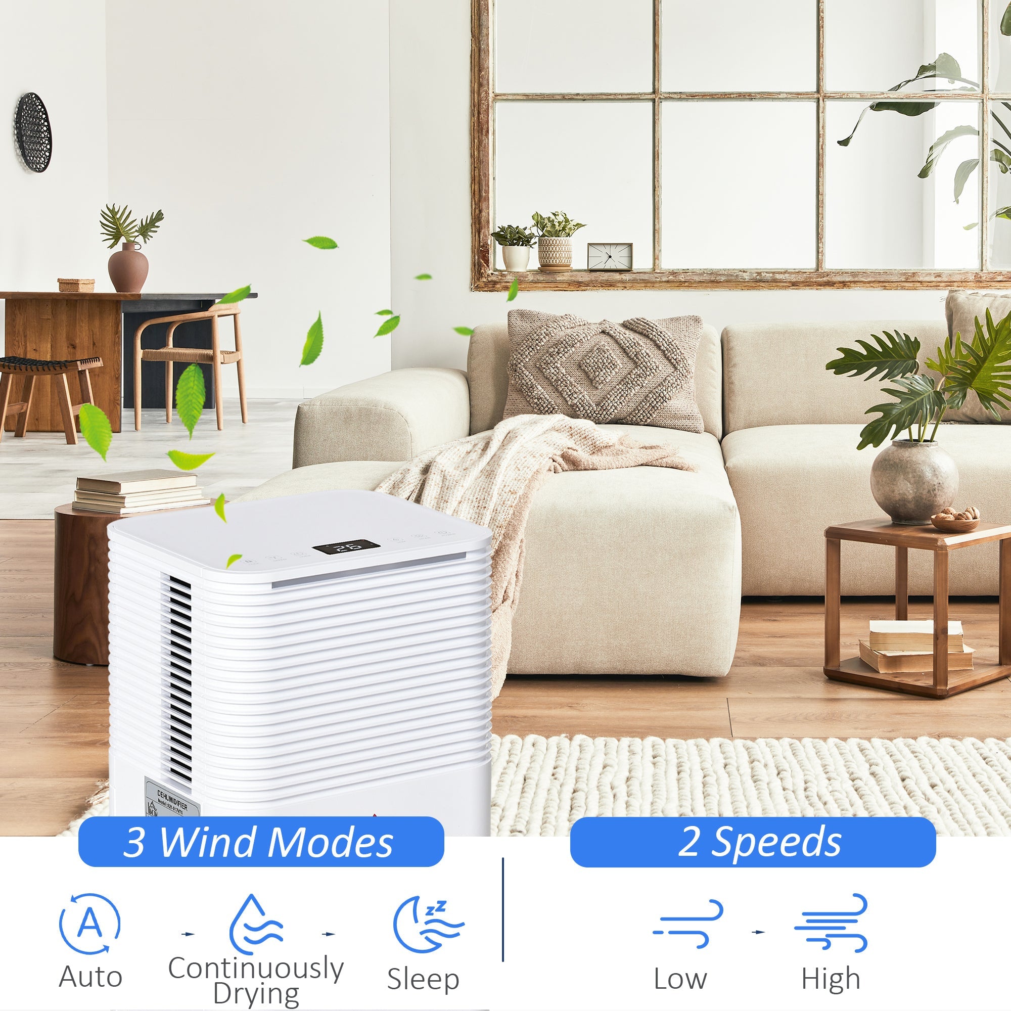 HOMCOM 1260 sq.Ft Portable Quiet Dehumidifier for Home Laundry Room, 21pt Electric Moisture Air De-Humidifier with 3 Modes 