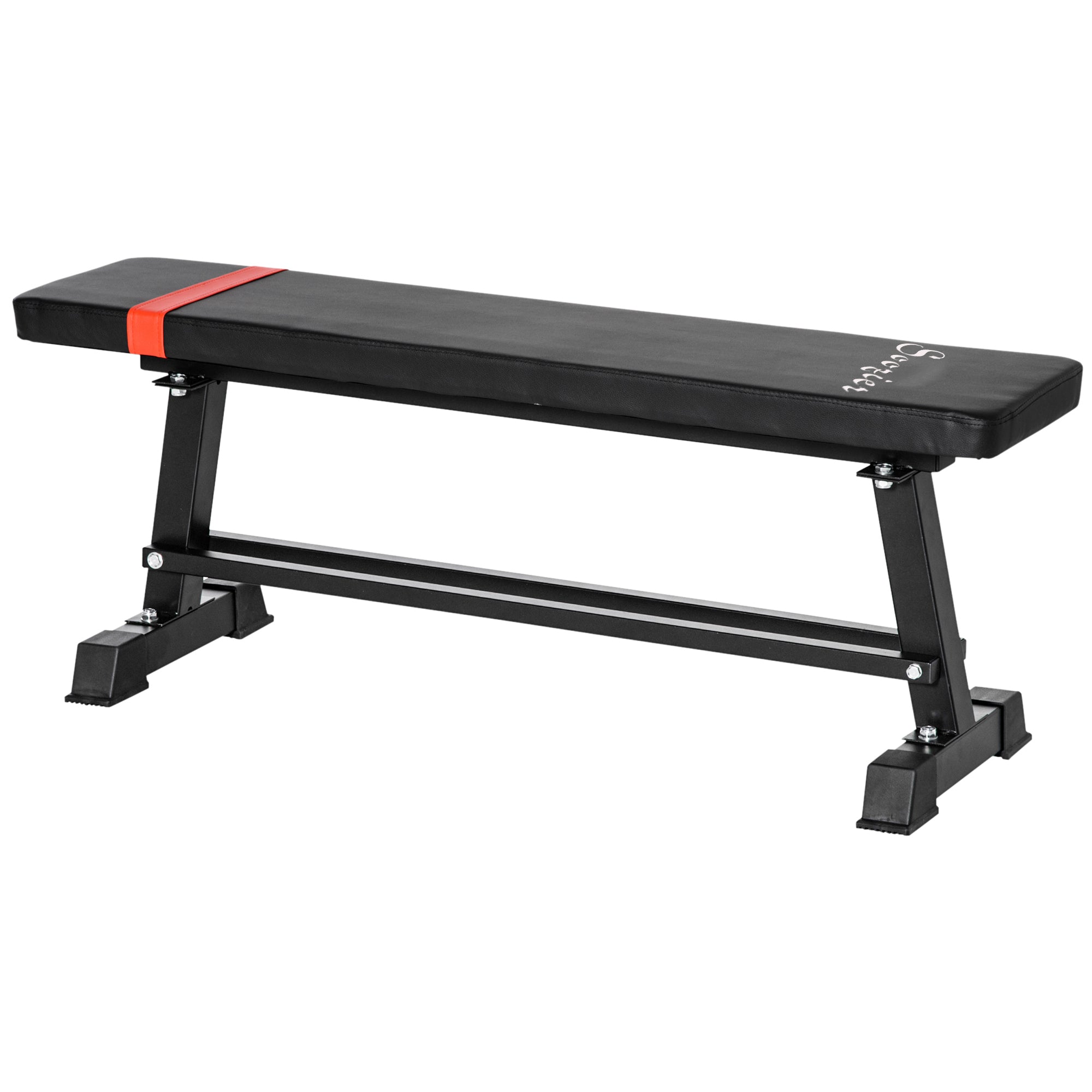 Soozier Flat Weight Bench with Dumbbell Rack, Padded Seat and Anti-slip Foot Pads for Home Gym Workout 