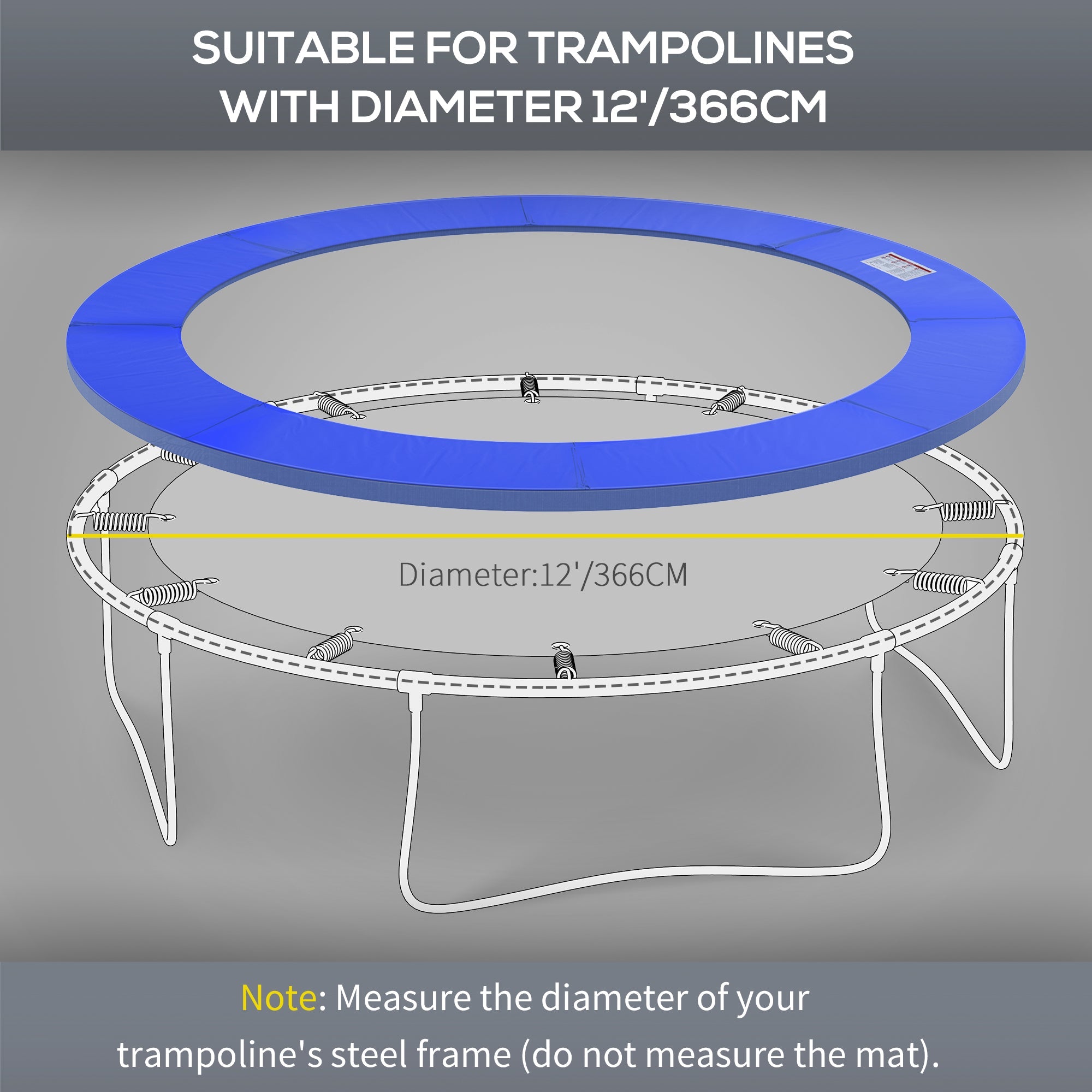 HOMCOM Φ12ft Trampoline Safety Pad Replacement Gymnastics Bounce Jump Cover 