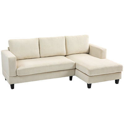 HOMCOM L Shaped Couch, L Shape Sofa with Chaise Lounge and Spring Cushion for Living Room, Bedroom, Beige 