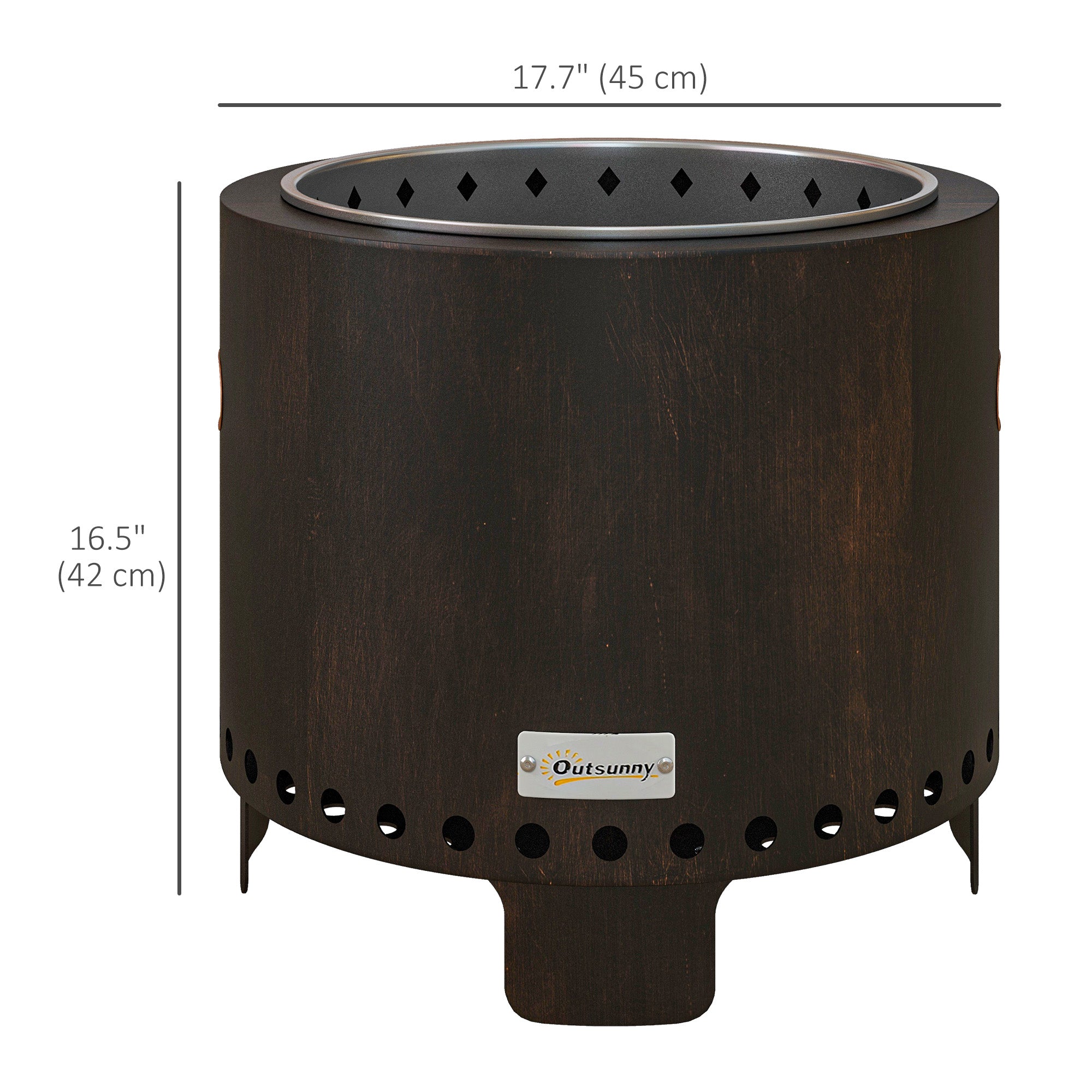 Outsunny Metal Wood-burning Smokeless Fire Pit, Black 