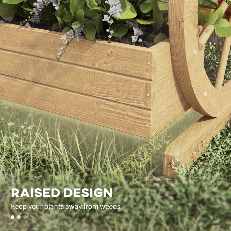 Wooden Wagon Planter Box, 3-Tier Raised Garden Bed, for Vegetables Flowers Herbs, 24" x 24" x 22", Natural