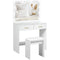 Makeup Vanity Desk Set with Stool, Dressing Table with LED Lighting Mirror, Drawers, for Bedroom, White
