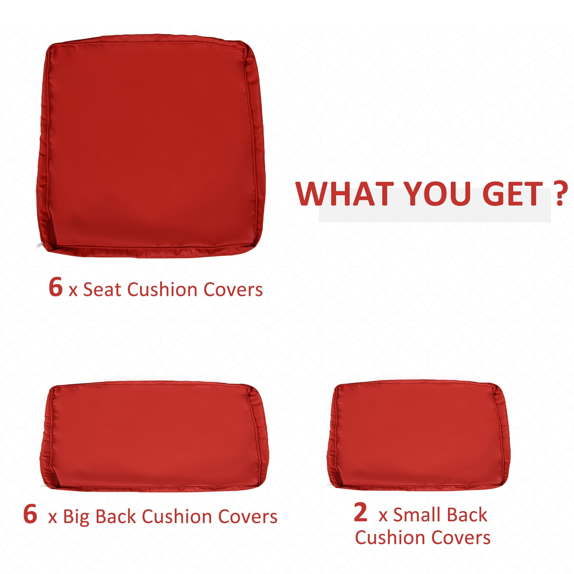 Outsunny Patio Rattan Sofa Set 14pc Outdoor Cushion Polyester Cover Replacement Set Red No Cushion 