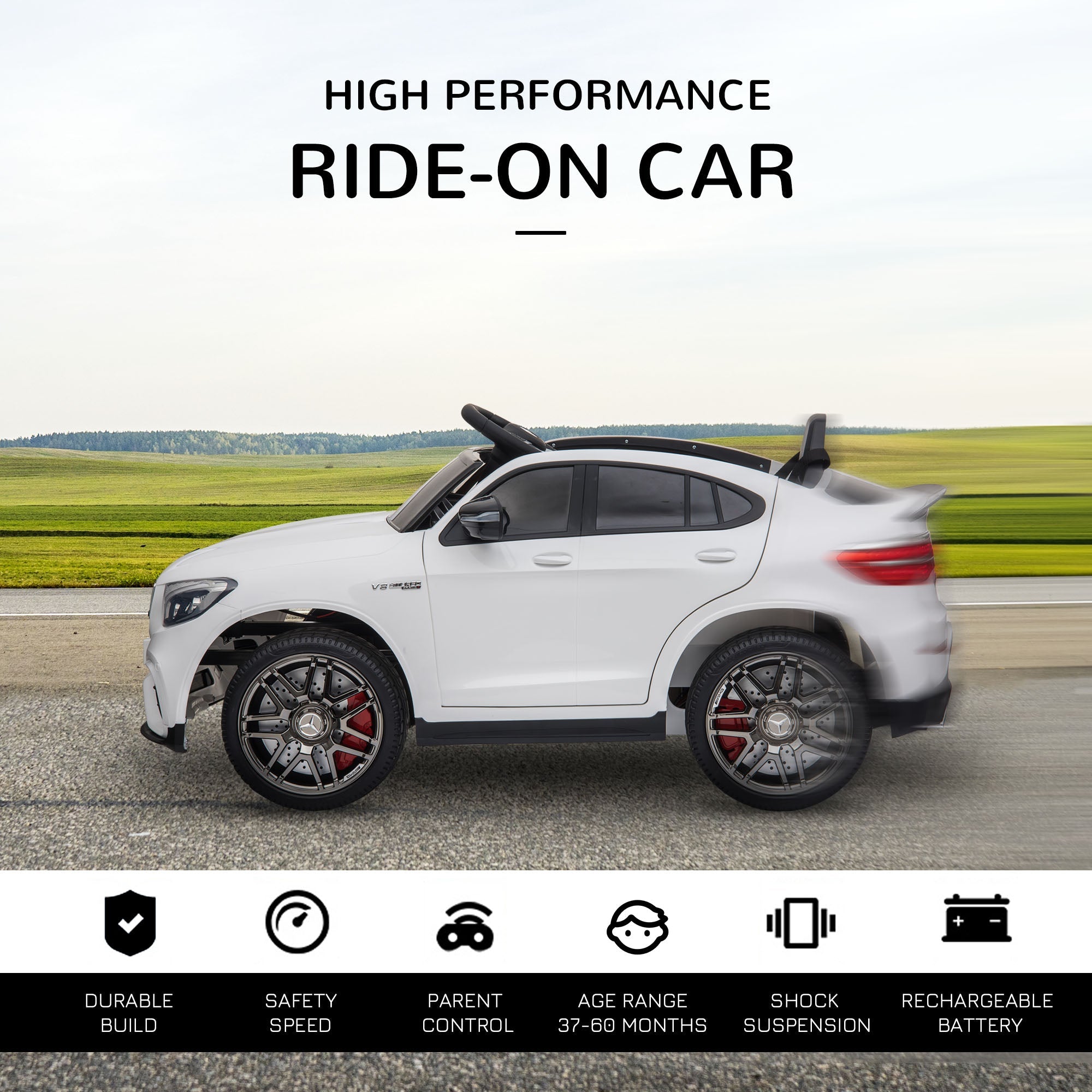 Aosom Licensed 12V Kids Electric Ride-On Car Toy with Remote Control Suspension Wheel Perfect Gift White 