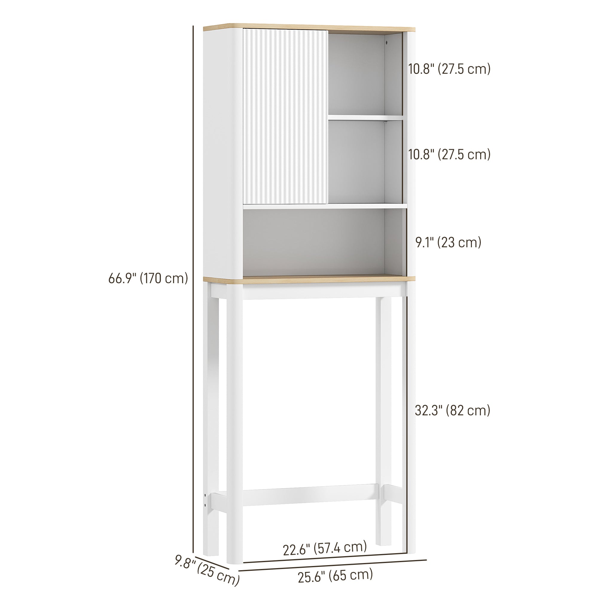 HOMCOM Over The Toilet Storage Cabinet, Bathroom Space Saver Cabinet with Adjustable Shelf, Bathroom Organizer, White 
