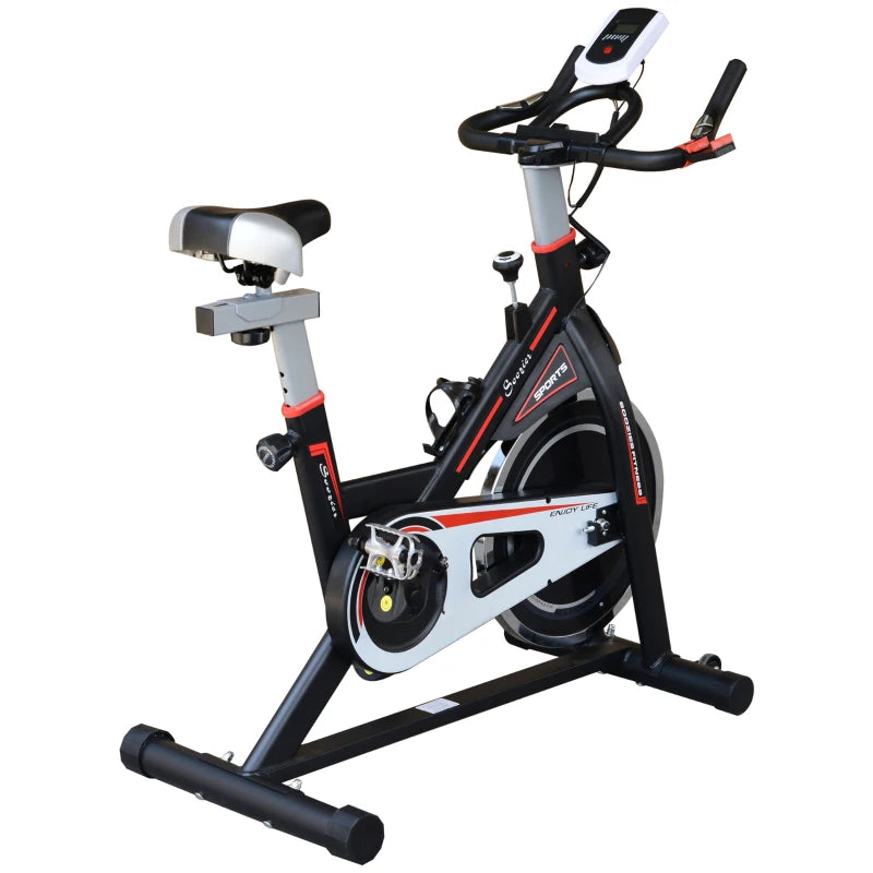 Soozier Upright Stationary Exercise Bike Indoor Cardio Workout Training Bicycle w/ Adjustable Resistance LCD Monitor Phone Holder, Black