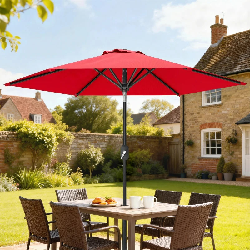 Patio Sun Umbrella, Outdoor Parasol with 6 Ribs, Wine Red