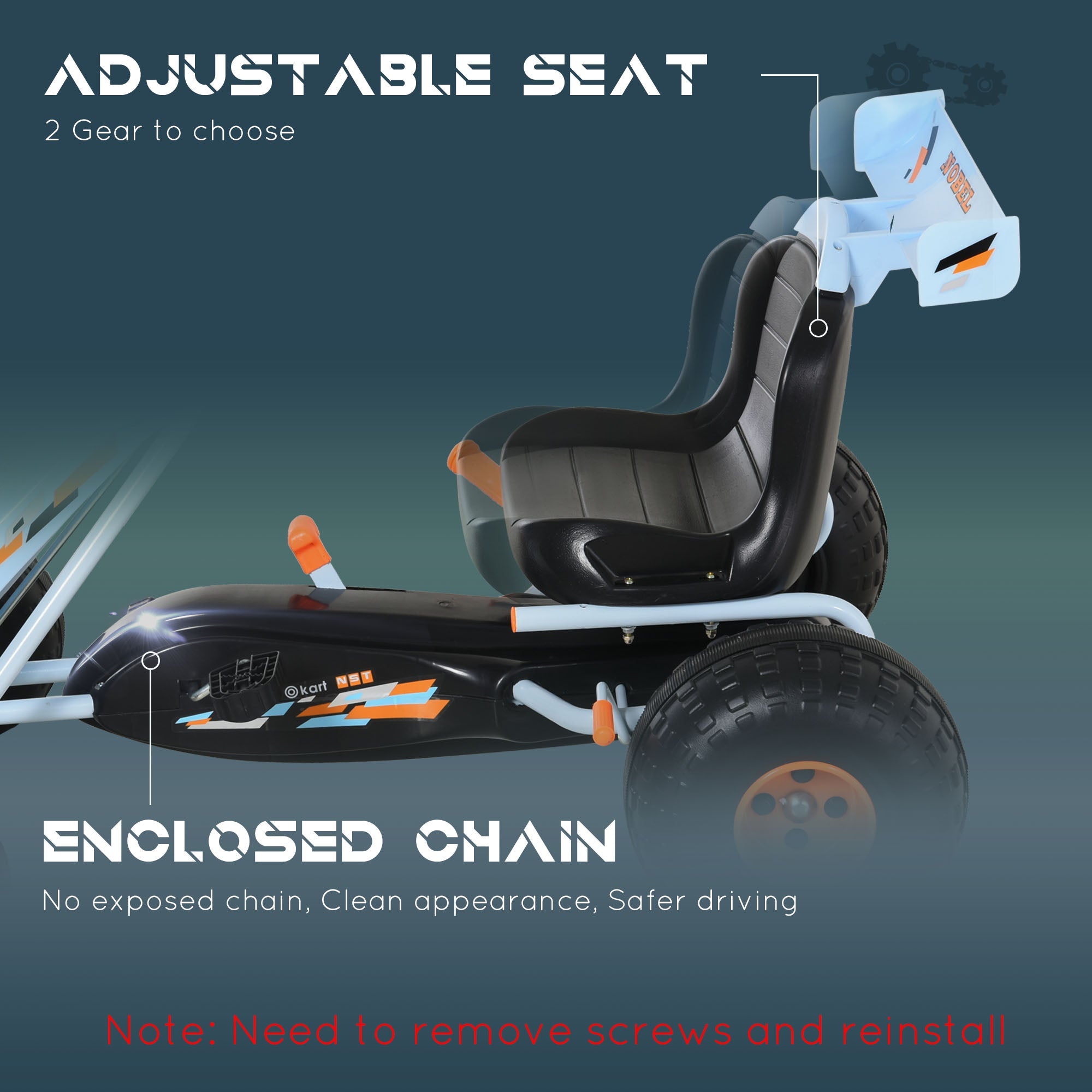 Aosom Pedal Powered Go Kart for Kids 4 Wheel Ride on Car Adjustable Seat Handbrake Cute Style 