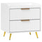 Bedside Table, Nightstand with 2 Drawers, Side End Table with Metal Legs for Bedroom, White