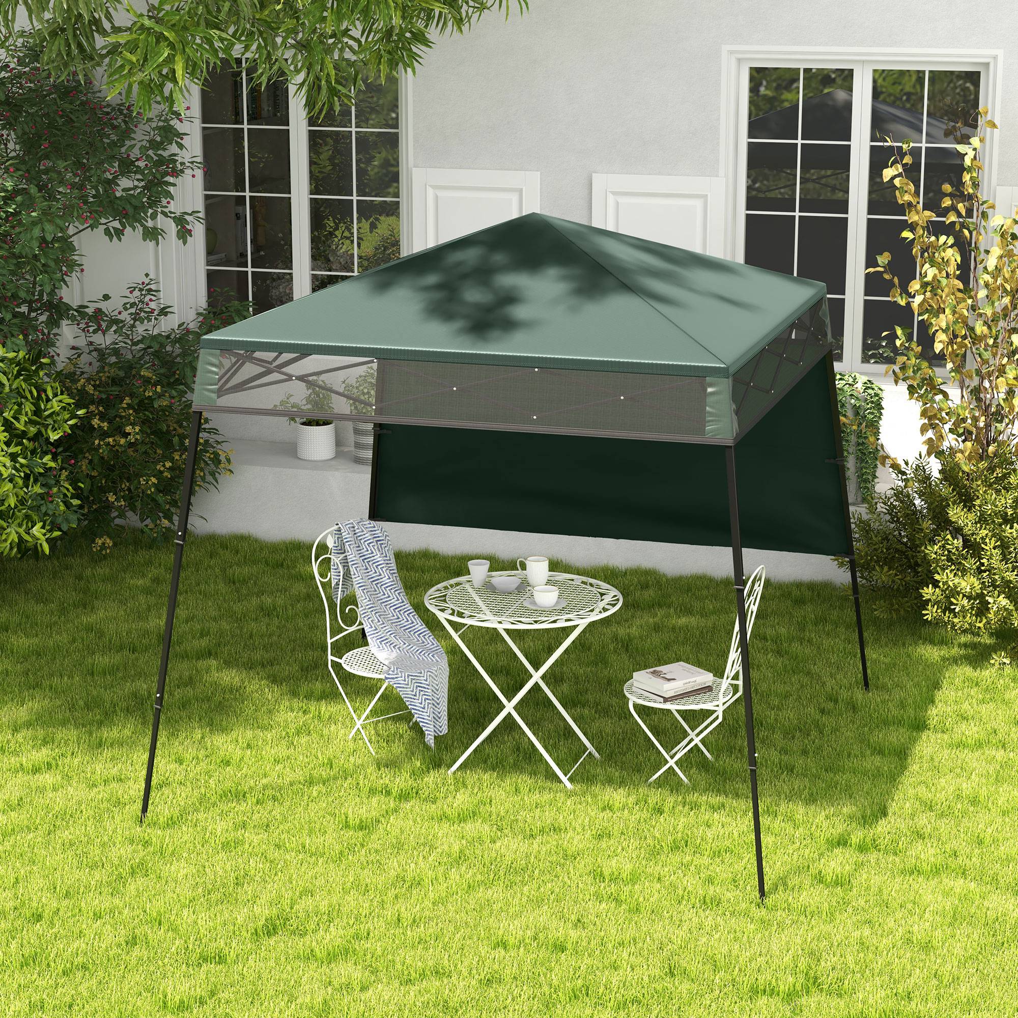 Outsunny 7' x 7' Pop Up Canopy Gazebo Tent with Backpack & Adjustable Legs, Green 
