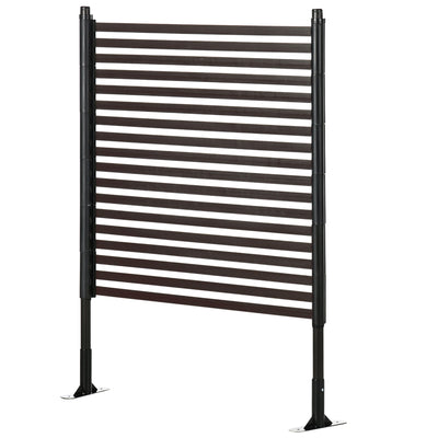 Outsunny Picket Metal Garden Fence for Hard & Soft Ground, 4 ft(H) Standing Outdoor Fencing with Feet, Animal Barrier Flower Bed Landscape Edging, Brown 