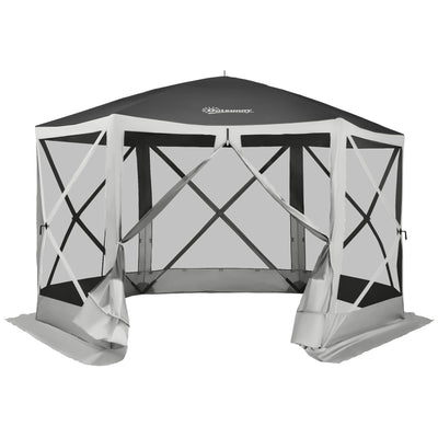 Outsunny 12'x12' Pop Up Screen Tent Outdoor Camping Gazebo with Mesh Sidewalls Carry Bag Grey 