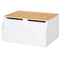 Qaba Wooden Kids Toy Box with Lid, Children Storage Organizer with Safety Hinge, Toy Trunk Chest, White
