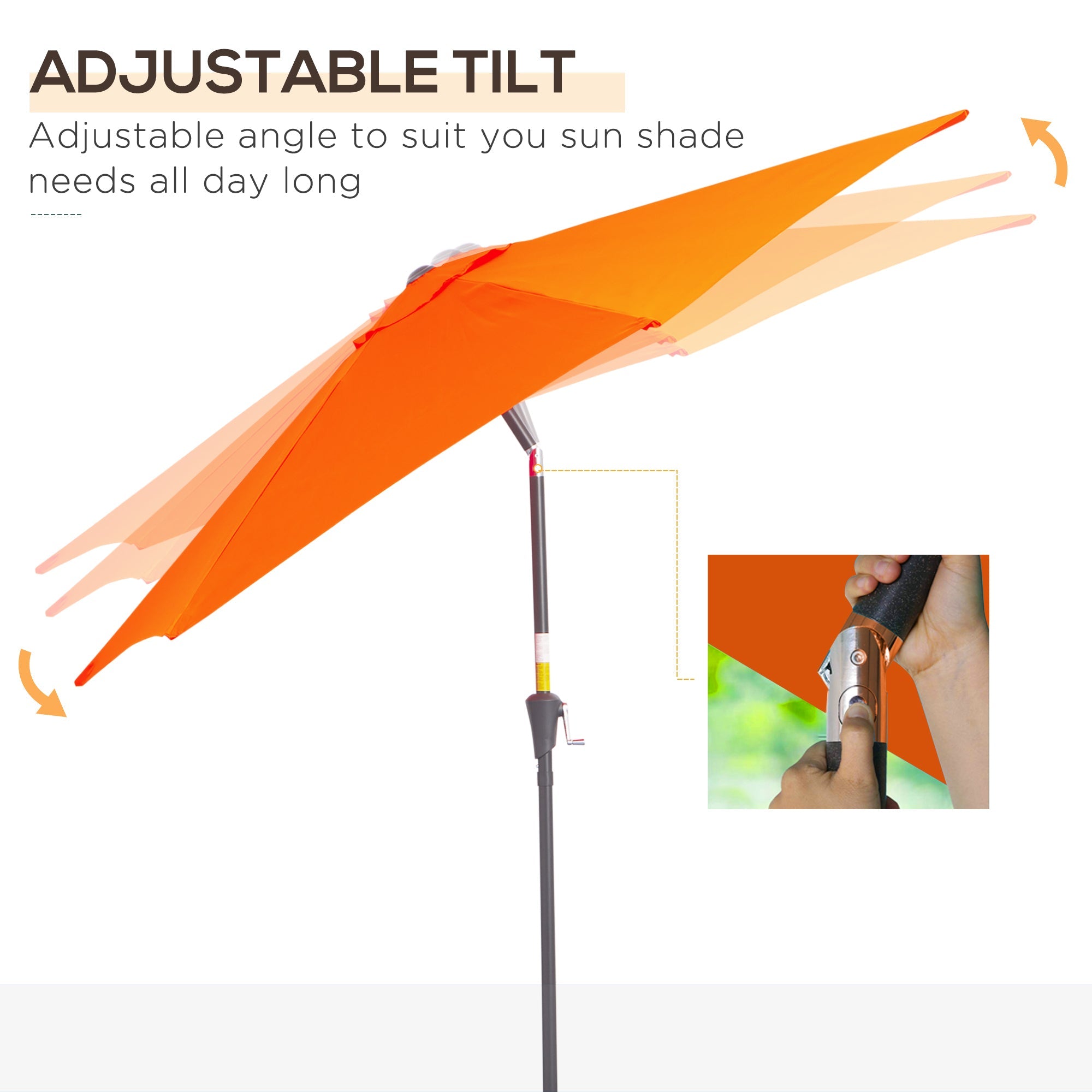 Outsunny 8.9' Round Aluminum Patio Umbrella Garden Parasol Market Sunshade Tilt Canopy w/ 6 Ribs, Crank Handle, Blue 