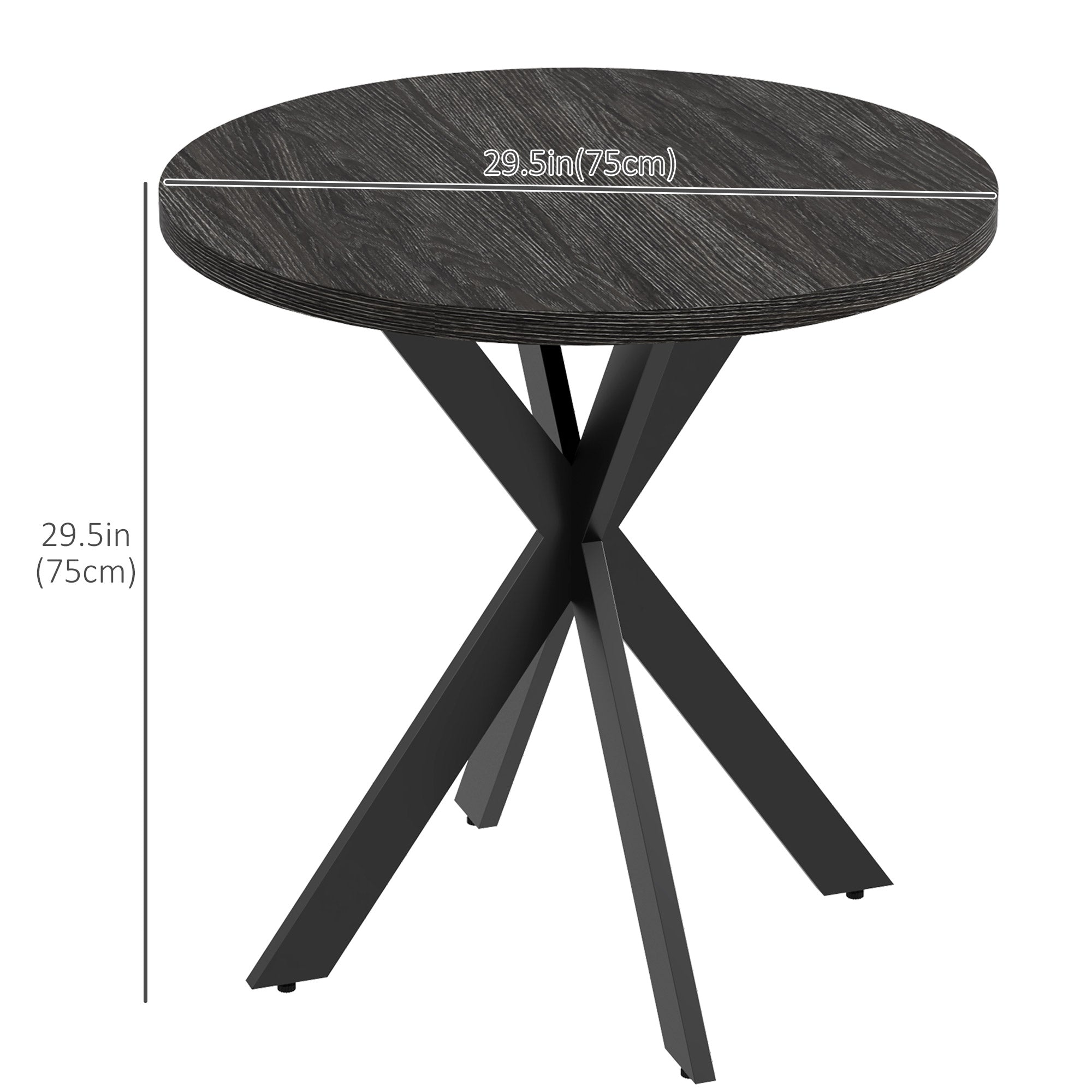 HOMCOM 29" Round Black Dining Table Contemporary Kitchen Furniture Steel Legs for Modern Home Small Spaces 