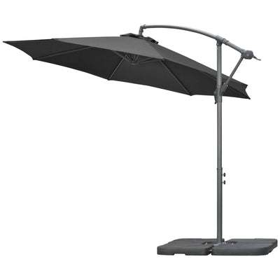 Outsunny Offset Patio Umbrella: 9.6ft Banana Cantilever Hanging Parasol with Base Crank Black 