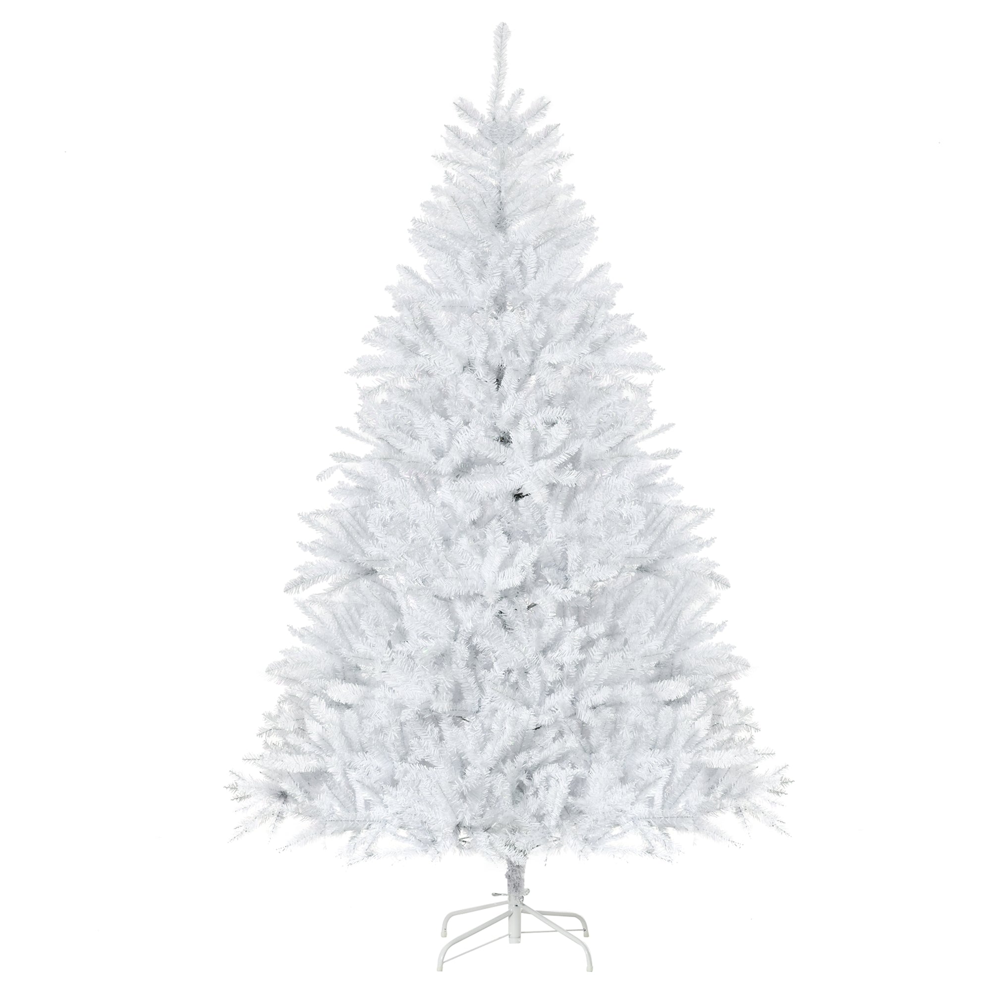 HOMCOM 7FT White Artificial Christmas Tree with 1823 Tips & Foldable Stand - Perfect for Indoor Holiday Decor 