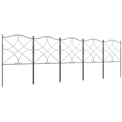 Outsunny 5-Pack Decorative Garden Fencing Linear 10-Feet Rustproof Metal Wire Border Panels 24 x 31-Inch Black 