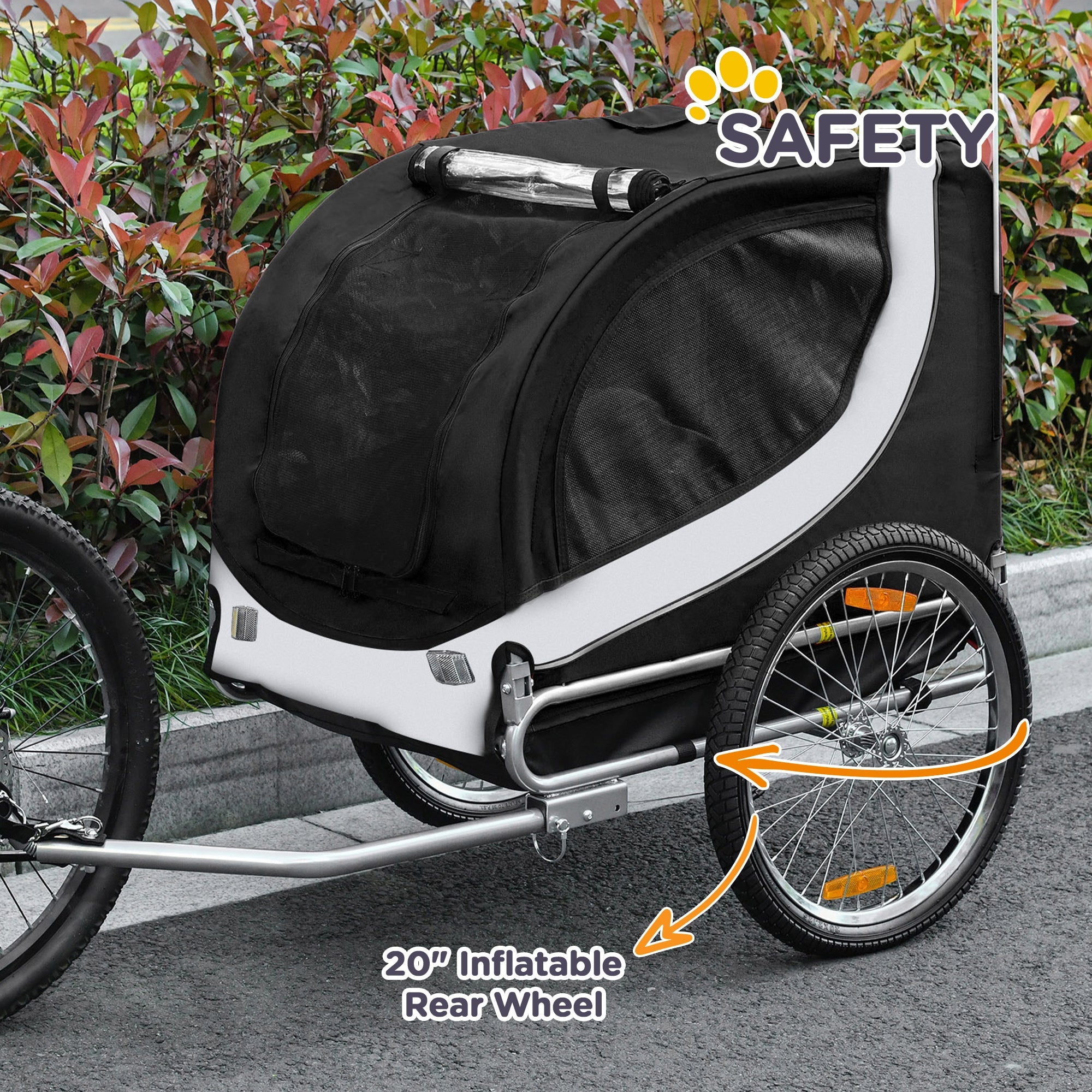 Aosom Foldable Dog Bike Trailer Pet Cart Wagon Safety Anchor Black 