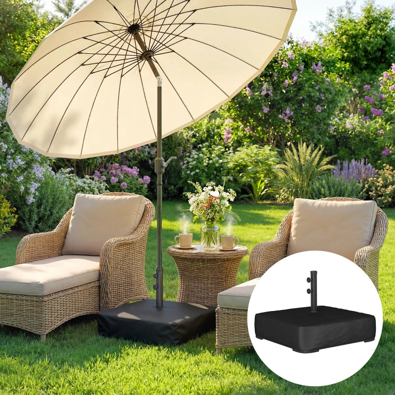 Garden Parasol Base 176 lbs Sand Filled Heavy Duty Stand for Cantilever Umbrellas and 1.89" Poles Black