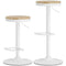 Wood Barstools Set of 2, Swivel Bar Stools with Adjustable Height for Kitchen Counter, Natural Wood and White
