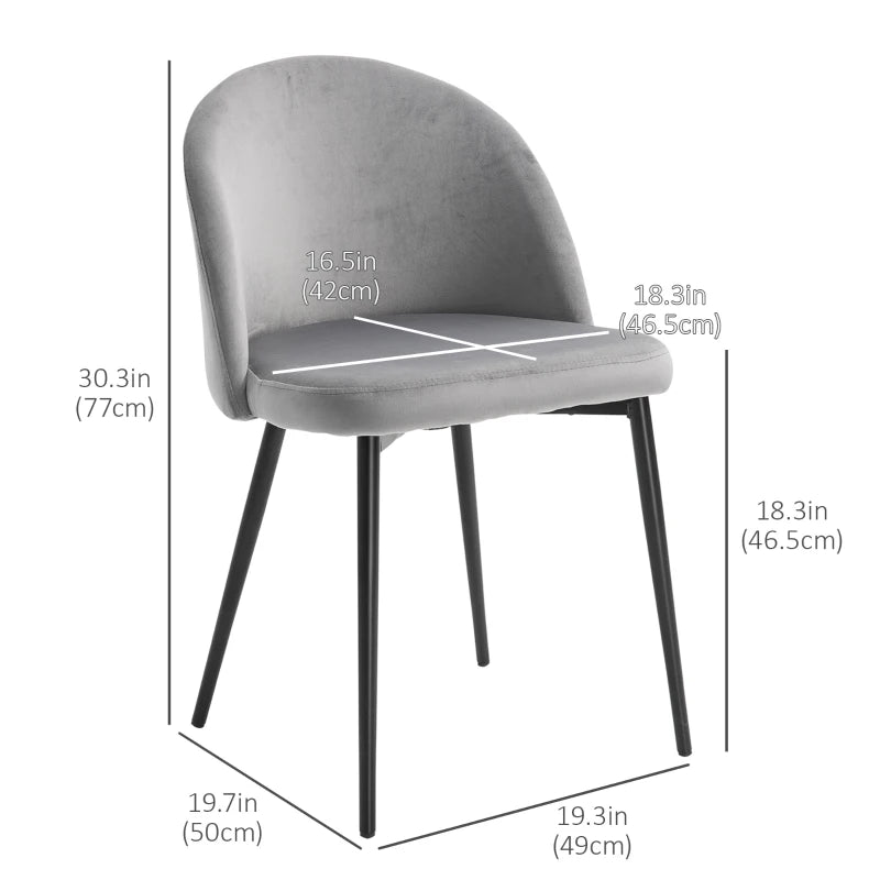 Modern Dining Chairs, Mid-Back Velvet-touch Upholstery Side Chair, Table Chair for Living Room, Dining Room, Grey, Set of 4