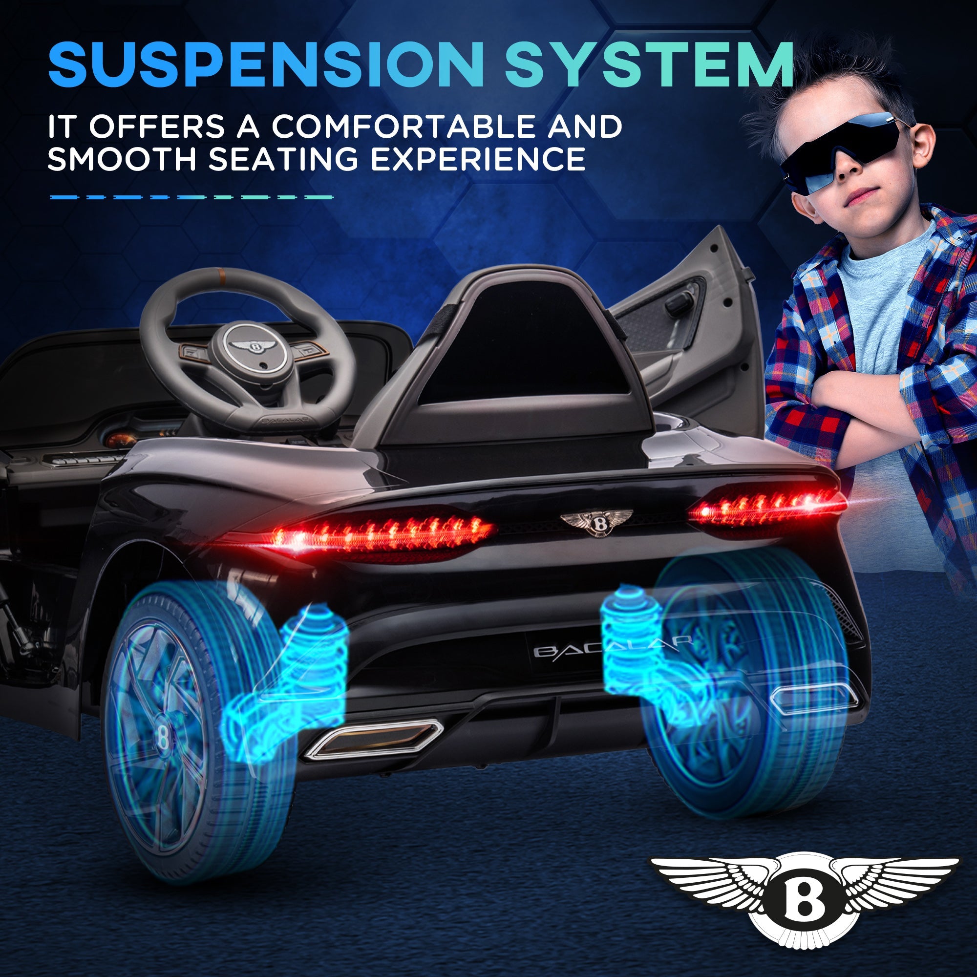 Aosom Kids Ride-On Car: 12V Electric, Remote Control, Portable Battery, Suspension System, Black 