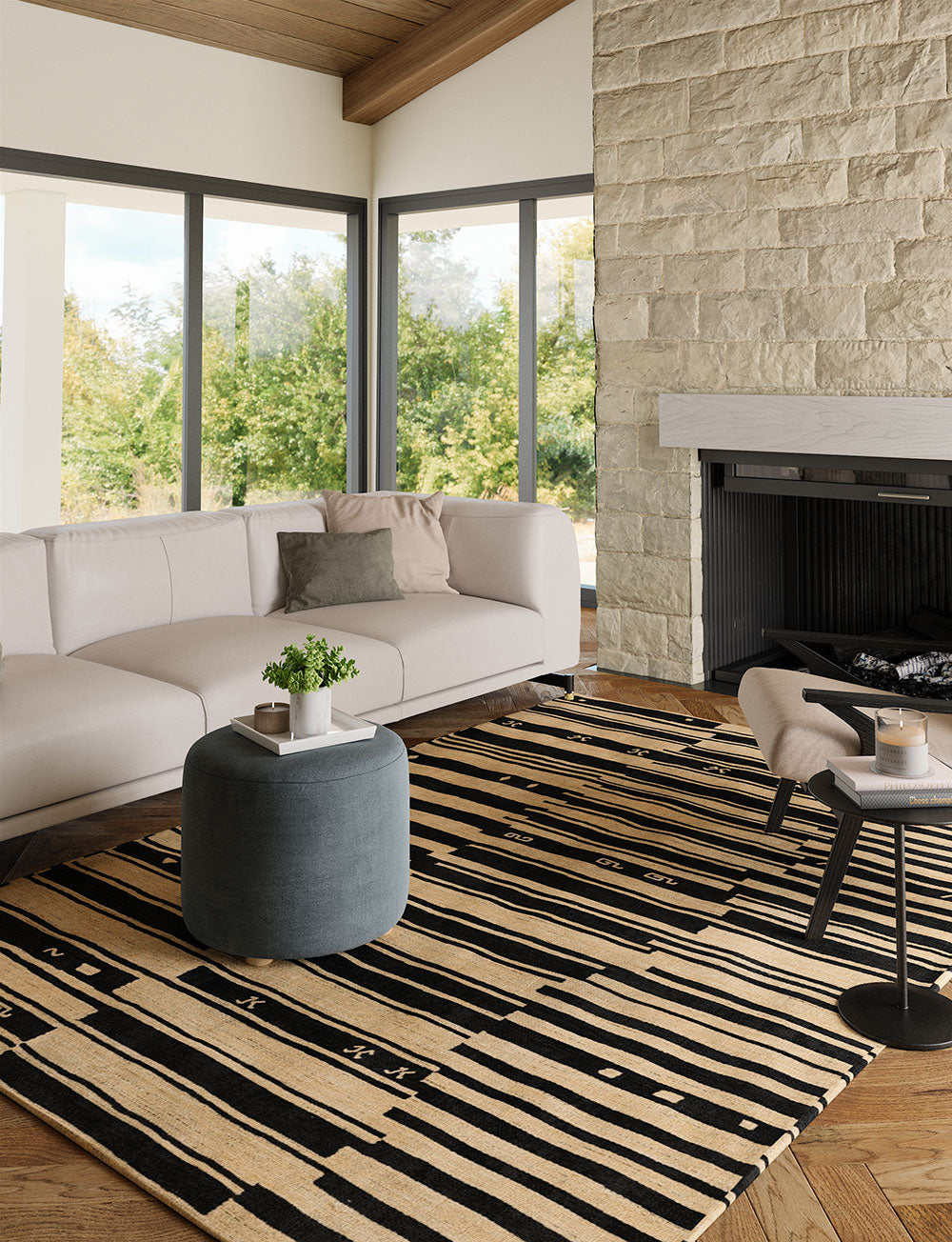Xelara Natural Black Rug 