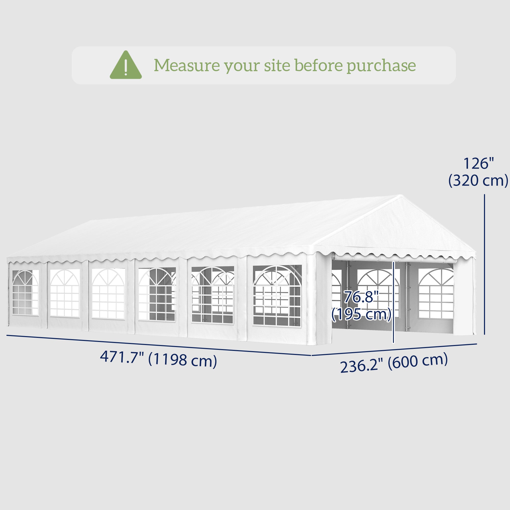 Outsunny 20' x 40' Party Tent, Outdoor Canopy Tent with Removable Sidewalls, 12 Windows for Parties, Wedding, Events, BBQ, White 