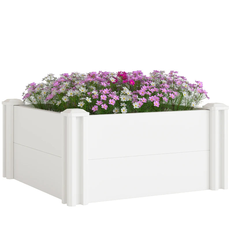 Vinyl Raised Garden Bed Kit, 2 x 2 x 1ft Modular Elevated Garden Box with Slotting Legs and Open Bottom, White