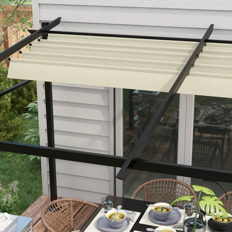 Metal Pergola with Sliding Roof Canopy, Retractable Pergola Canopy, 10' x 13', Beige