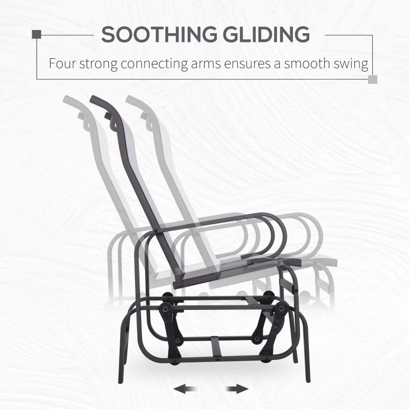 Outdoor Mesh Glider Swing Chair Patio Garden Rocking Gliding Seat Yard Porch Furniture, Brown Beige