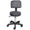 PU Leather Adjustable Rolling Stool, Round Swivel Drafting Stool with Back, Wheels, Black