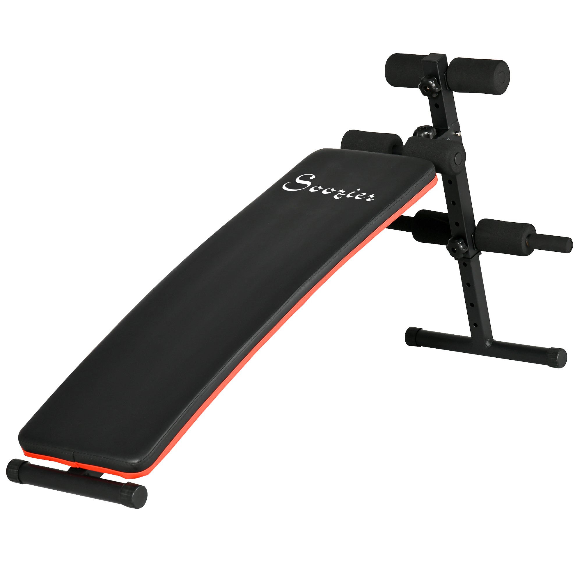 Soozier Adjustable Sit Up Bench Core Workout with Thigh Support Foldable Exercise Equipment for Home Gym Black 