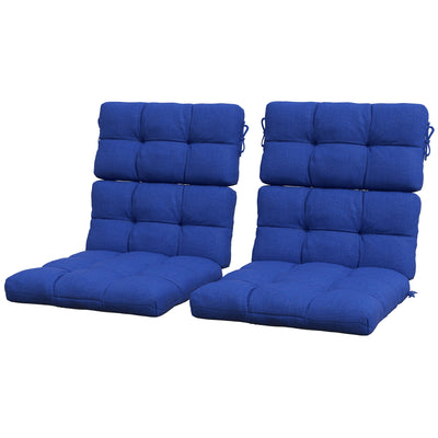Outsunny Navy Blue 2-Piece Patio Chair Cushion Set, Outdoor Button Tufted Back Seat Pads with Ties, Comfortable & Stylish 